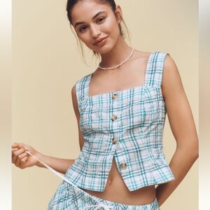 Maeve Square-Neck Button-Front Tank